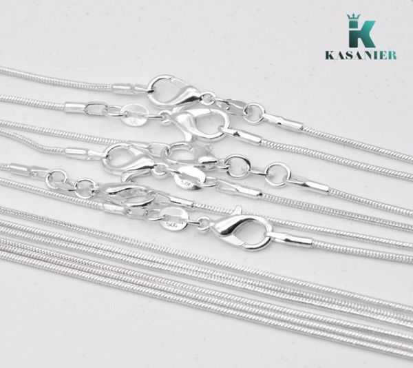 Kasanier 10 PCS Livraison gratuite Bijoux de mode de gros 925 Collier de chaîne en argent 1 mm Collier de chaîne + 925 Class de homard 5964161