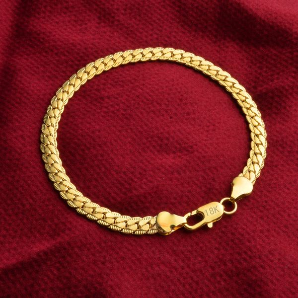 KASANIER, venta al por mayor, pulsera para hombre, joyería, 5mm de ancho, Color dorado, 20CM de longitud, pulsera para hombre, cadena, pulsera curva, precio de fábrica