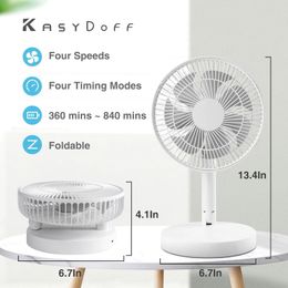 Kasydoff Rechargeable USB Fan de bureau 7200mAh Mini ventilateur vertical portable Refroidissement Petit ventilateur pliant adapté au bureau à domicile et à la chambre 240429