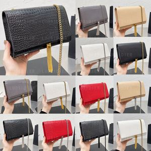 Kate woc ketting portemonnee kwastje tas krokodil in reliëf lederen medium handtas crossbody schouder kleine tas dames luxe ontwerper