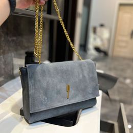 Kate dubbelzijdige tassen klep ketting messenger tas schoudertas voor vrouwen su￨de metalen brief accessoires dame grote capaciteit kruis body portemonnee has