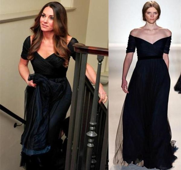 Robes de soirée Kate Middleton Jenny Packham Navy Bleu une ligne de robes de soirée formelles de la ligne de la ligne de soirée courte GOW4478916