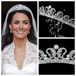 Kate Middleton Tiaras Accesorios para el cabello Coronas de diez rianas de la novia Accesorios de boda nupcial Crystal Princess Tiaras 2015 Pageant Crow 286r