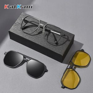 KatKani mode lunettes à clips magnétiques lunettes de soleil polarisées monture de Prescription optique Pure homme femme lunettes 240111