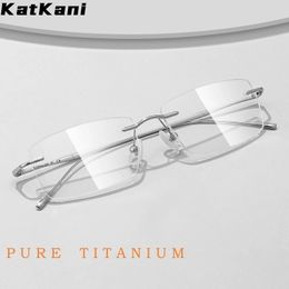 KatKani ultraléger mode luxe lunettes femmes confortable Flexible sans cadre pur rétro sans monture lunettes hommes 632 240131