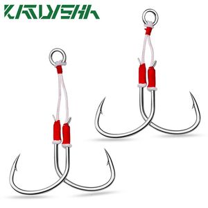 KATYUSHA 5Pack Slow Jig Haken 1/0-2/0-3/0-4/0 # Assist Koolstofstaal Vishaken Lichte Jigging Vishaken Metalen Jig PE-lijn Haken 240108