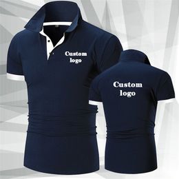 Kaus Polo Kustom Pria Lengan Pendek Kasual Musim Panas Atasan Desain Dipersonalisasi Cetak Bordir 220613