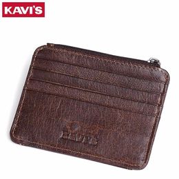 Kavis Cow Leather Credit Card Wallet Multifunction Credit ID Cards Holder Small Wallet Men Coin Purse Slim Cards Male Mini Walet263U