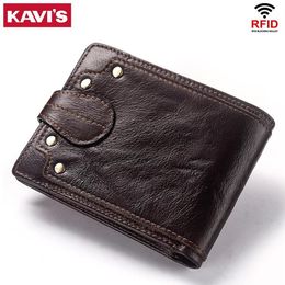 KAVIS véritable cuir de vache homme portefeuille hommes sac à main petit RFID cuir Perse Mini porte-carte stockage Walet sac moraillon porte-monnaie 274S