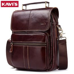 Kavis Genuine Leather Men's Crossbody Bag Male Business Shoulder para hombres Messenger de alta calidad 97 iPad Bolsas 240104