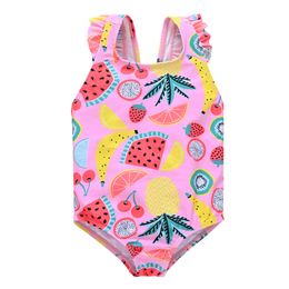 Kavkas Zomermeisjes Zwemmen Pak 9 m tot 6 jaar Fruit Floral Gedrukt Hot Swimsuit Kinderen uit één stuk baby badmode voor kinderen L2405
