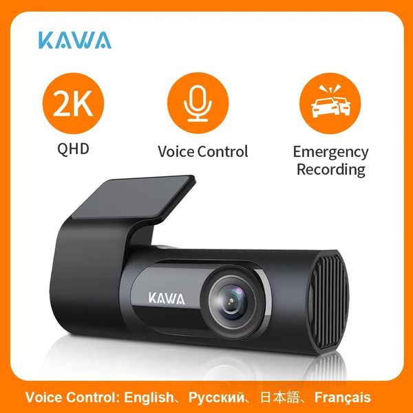 Kawa Car DVR D6 Dash Camera pour la voiture 1440p Recorder vidéo en ru Fr JP Contrôle vocal 24h Mode de stationnement Contrôle d'application Vision nocturne