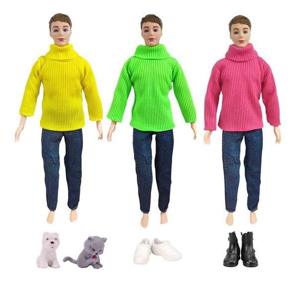 Kawaii 10 artículos/lote accesorios de muñecas en miniatura juguetes para niños ropa de muñecas Ken abrigo de invierno zapatos para Barbie Lover DIY Dressing