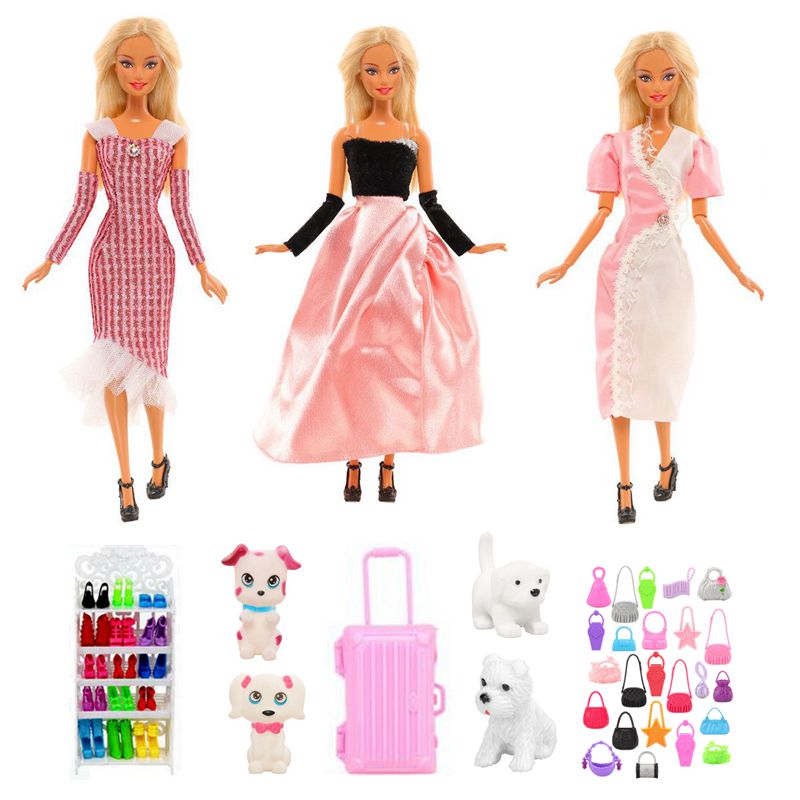 Kawaii 24 Items /Lot Doll Clothes and Accessories Kid Toys For Doll Lover Pretend Play DIY Children Girls Game Holiday Birthday