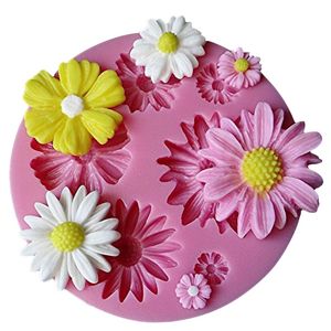 Molde de silicona con forma de flor Kawaii 3D, moldes para jabón y fondant, gelatina para hornear, dulces, herramientas de decoración de pasteles de Chocolate, utensilios de cocina para confitería
