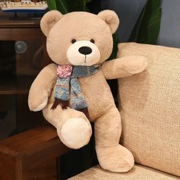 Kawaii 4 couleurs ours en peluche avec écharpe peluche ours en peluche jouets poupée oreiller enfants amoureux anniversaire bébé cadeau 240308