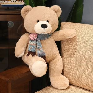 Kawaii 4 Kleuren Teddybeer Met Sjaal Knuffeldier Beer Knuffels Pop Kussen Kinderen Liefhebbers Verjaardag Baby Cadeau 231229