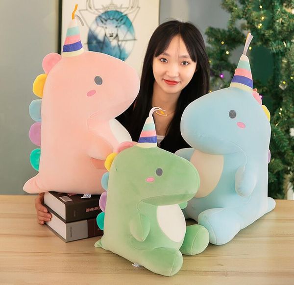 Kawaii 40 cm souper doux en peluche dinosaure bébé en peluche couleur bonbon mignon dinosaure jouets en peluche oreiller de couchage garçon fille cadeau d'anniversaire