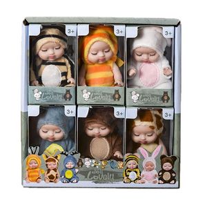 Kawaii 6 items/Lot Animal Doll Gift Box 11 cm schattige baby neonatale mini -pop diy kindermeisjes game express items verjaardagscadeau