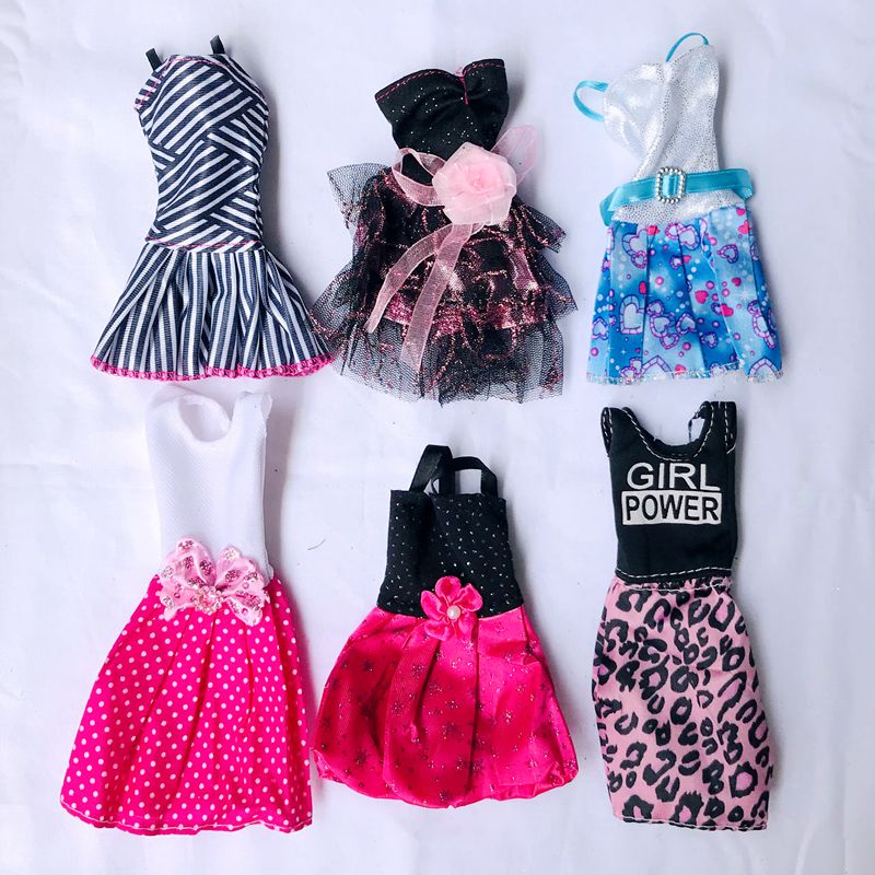 Kawaii 6 Items / Lot Dress Doll Clothes Dolly Accessories 30 cm Kids Toys Outfit For Barbie DIY Children Game Best Birthday Present