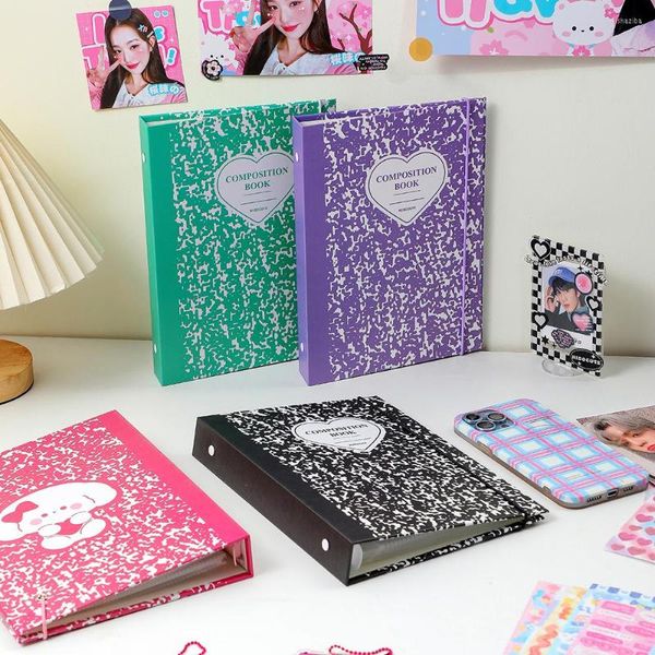 Kawaii – classeur A5 Kpop Pocard, livre de collection, carnet de notes, couverture en papier rigide, cartes postales, manches de rangement, papeterie scolaire