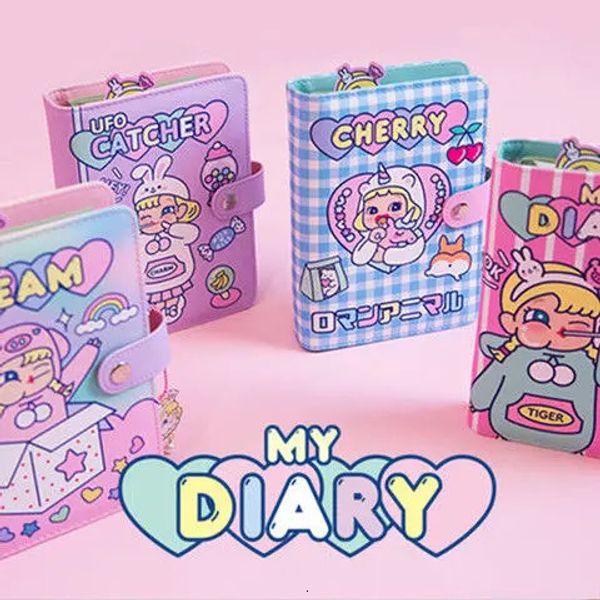 Kawaii A6 Binder Notebook y Diario Lindo 6 Anillo Bloc de notas Espiral Cuaderno Niñas Agenda Planificador Orgainzer Manual Coreano 240311