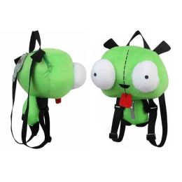 Kawaii Alien Invader Zim 3d Eyes Robot Gir Kawaii Ladera Mochila Bolsa Verde Regalo de Navidad de 35 cm Bolsa para niños