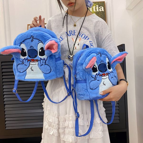 Kawaii Anime Blue Pink Plush Doll Mackpack para niños de dibujos animados de dibujos animados de la mochila de naves de Navidad