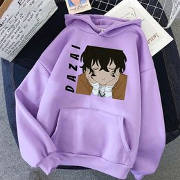 Kawaii Anime Bungou Stray Dogs Felpe con cappuccio Divertente Dazai Osamu Cartoon Stampa Inverno Oversize Haruku Casual Donna Felpe