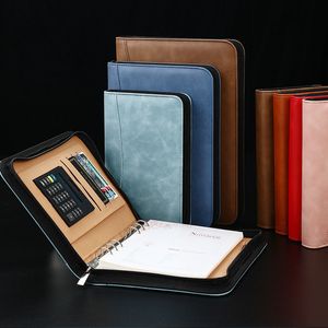 Kawaii B5 A5 A6 Business Daily Planner Binder Notebook Agenda Real Leather Memos Pad Folder Kladblok met calculator Stationery 220713