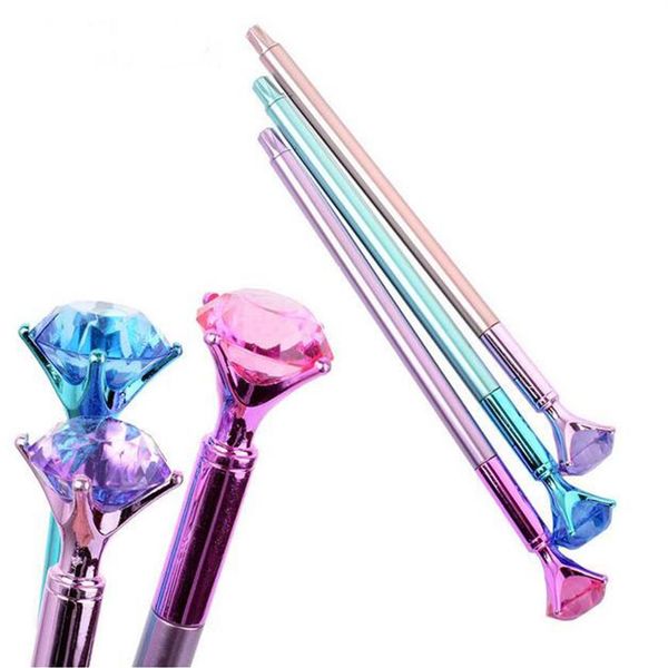 Kawaii Stylo À Bille Big Gem Stylo À Bille En Métal Avec Grand Diamant Magique Stylo De Mode École Fournitures De Bureau Étudiants Cadeau Prix GA32855