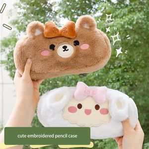 Kawaii Bear – trousse à crayons en peluche de grande capacité, trousse à crayons mignonne, pochette, cadeau pour enfants, papeterie scolaire