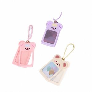 Kawaii Bear Photocard Holder Keychain Kpop Idol Star Acrylique Photo Image Frame de clés de clés Holder Candy Color Card Carte Z5SQ #