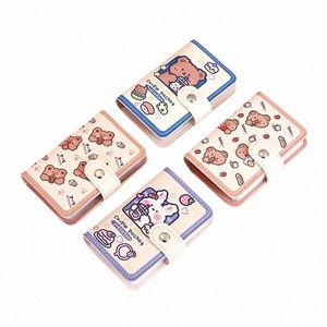Kawaii Bear Pu Leather Carte Holder mignon multiprides multiples bus ID Credit Bank Card Bank Photocards Small Portable Wallet J0pm # #