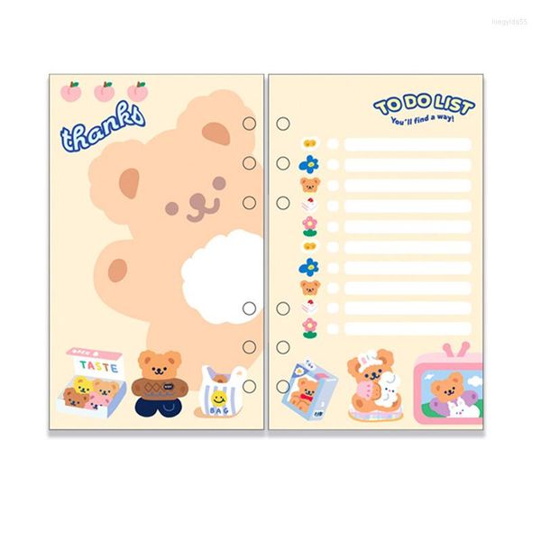 Carpeta Kawaii A6, recambio de cuaderno y diario, 6 anillas, accesorios para libreta, agenda, planificador, organizador de papelería, cuaderno de bocetos