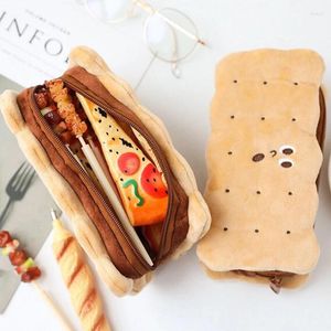 Kawaii Biscuit Etui Tas Voor Meisjes Leuke Pen Pouch Box Grote Capaciteit Pluche Student Terug Schoolbenodigdheden Koreaanse Briefpapier