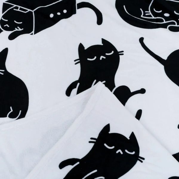 Kawaii Black Cat Couverture - Migne Cat Life Life The Flannel Kids Thrown Couverture super douce et confortable