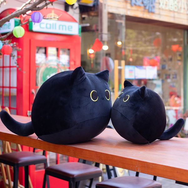 Kawaii gato negro almohada muñeca de peluche dibujos animados Cartian Carty lindo gato sofá almohada almohada juguetes de peluche UPS gratis