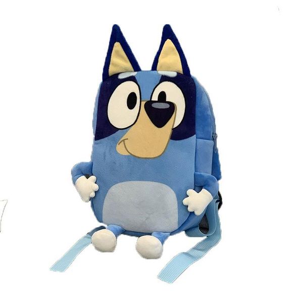 Mochila de felpa con diseño de ojo grande para perro azul Kawaii, accesorios suaves bonitos para niña, bolsa con cremallera, mochila escolar para niños, regalo de cumpleaños