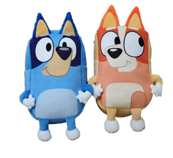 Mochila de felpa Kawaii Blue Dog Bingo, bolso de hombro doble con cremallera de felpa suave, bolso escolar para niños, regalo de cumpleaños