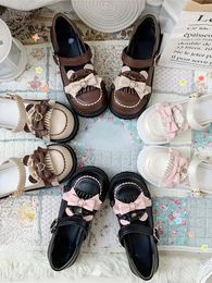 Kawaii bowknot lolita schoenen Japanse jk uniform schoenen retro college stijl vrouwelijke student mooie ronde teen schoenen zomer 240515