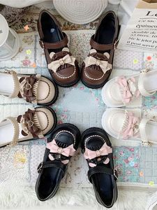 Kawaii bowknot lolita chaussures japonais jk chaussures uniformes rétro style collégial étudiant charmant chaussures rond chaussures été 240515