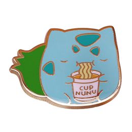 Kawaii Bulbasaurs Cup Nunu Brooch Pins Enamel Metal Badges Lapel Pin Brooches Jackets Jeans Fashion Jewelry Accessories