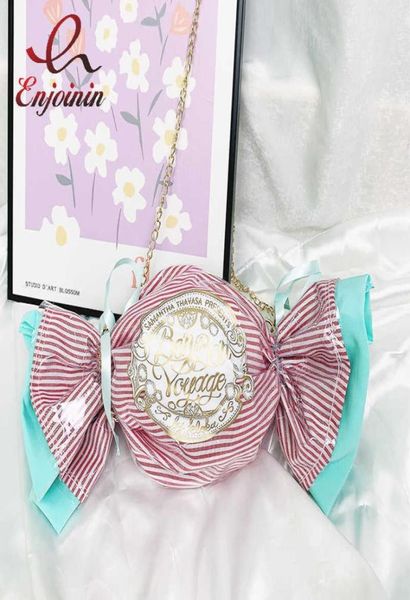 Bolso de hombro con cadena en forma de caramelo Kawaii para mujer, monederos y bolsos de moda, bolso de mano novedoso, bolso cruzado bonito, bolsa rosa de PVC Q07096950837