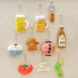 Kawaii Cartoon mini pluche hangdoek eten scènes bier ijs gream erwten creatief knuffel speelgoed voor kinderen geschenken