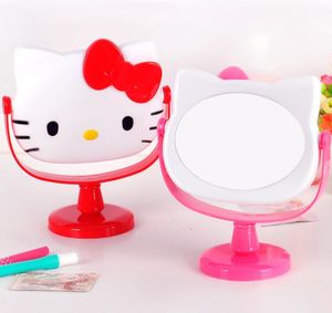 Kawaii Cat Kitty Miroir de bureau Miroir rotatif simple face Miroir de maquillage étudiant Portable