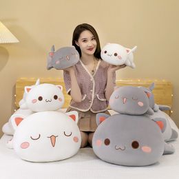 Kawaii Cat Plush Dolls paar Peach Cat Plushie zacht knuffeldieren kussen deco cartoon kindmeisje verjaardagspeelgoed geschenken