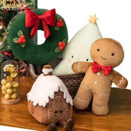 Kawaii Navidad Pan de jengibre Juguete de peluche Relleno Galleta de chocolate Casa Forma Muñeca Divertido Árbol de Navidad Decoración de fiesta Cojín Almohada 240102