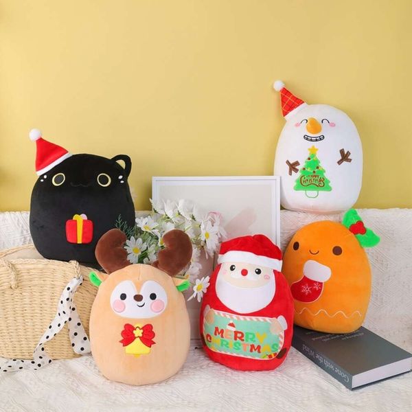 Kawaii Navidad Santa Claus Elk Snowman Mango de nieve Cuddly Soft Black Black Gingerbread Man Toy