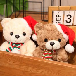 Kawaii Kerst Teddybeer Knuffel Schattige Knuffels Beren Sjaal Met Hoed Knuffels Pop Zacht Kinderen Speelgoed Voor Geschenken 231220